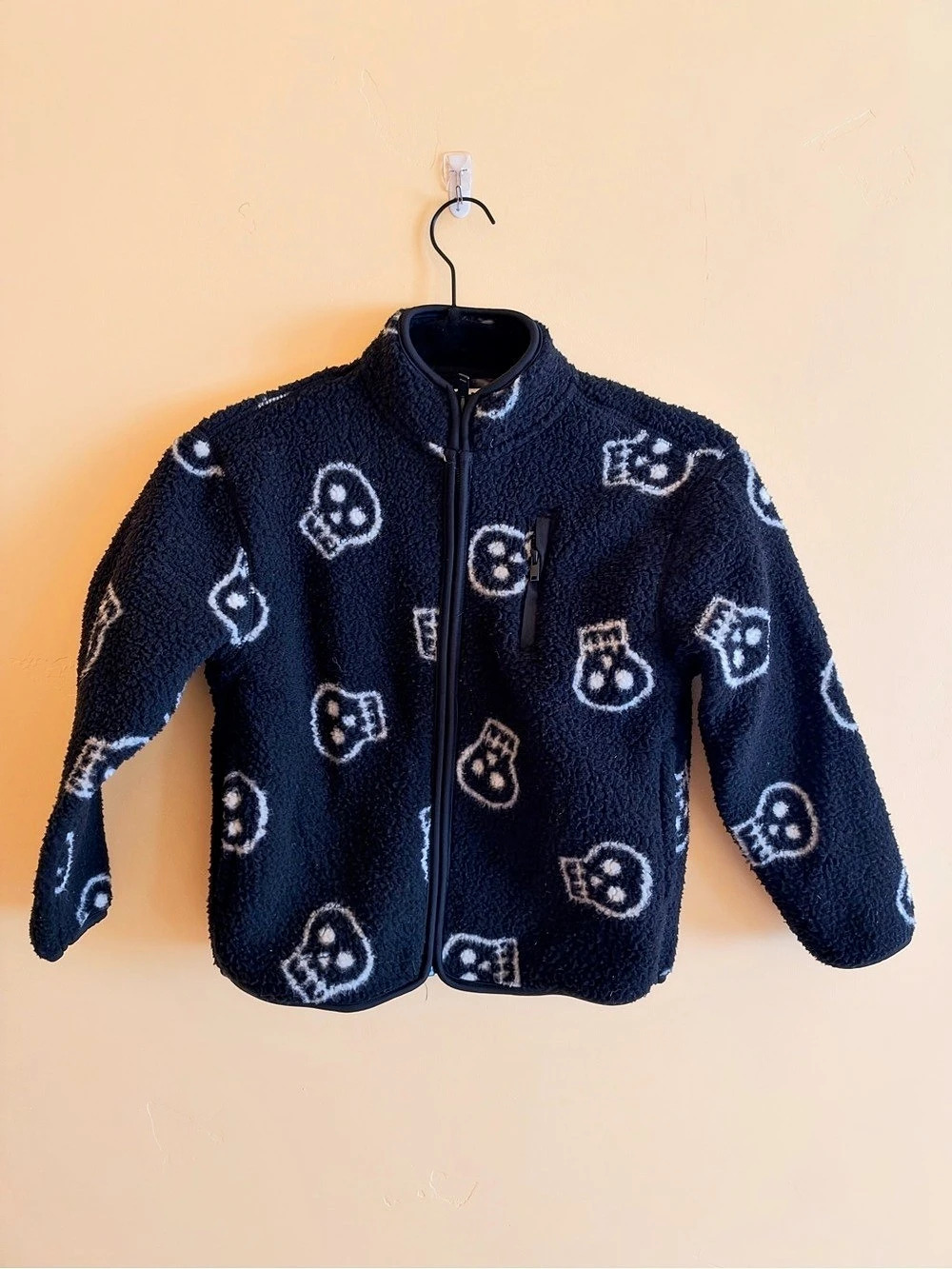 Old Navy Printed Full-Zip Sherpa Jacket for Boys Black & White Small